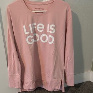Life Is Good Light Pink Long Sleeve Tee